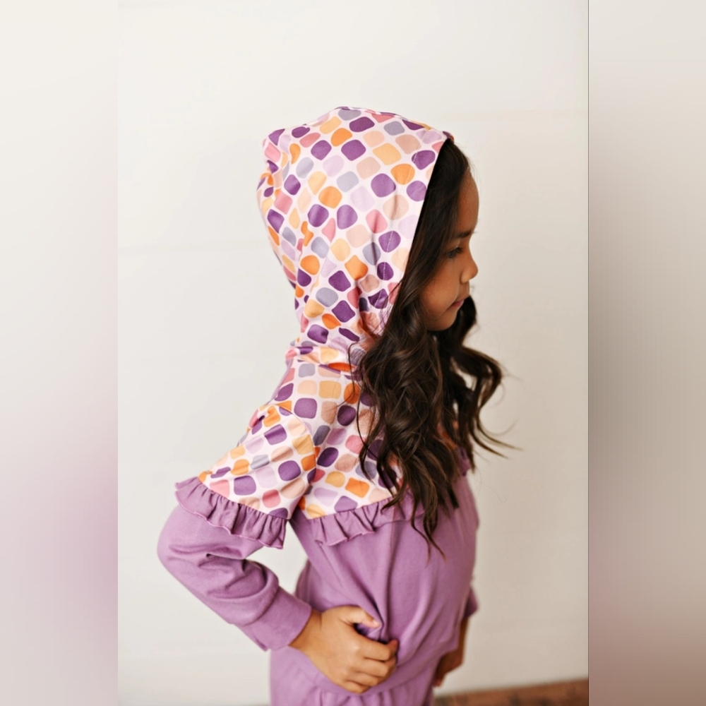 Purple and Multicolor Hooded Dress for Kids - Picture 2 of 2